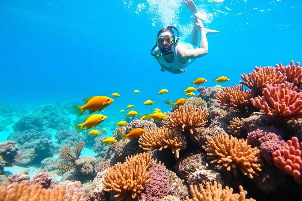 Snorkeling over a vibrant Lakshadweep coral reef